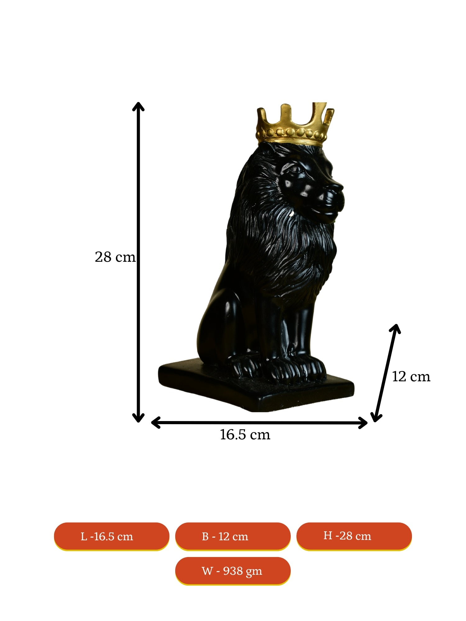 Sowpeace Black Lion Showpiece