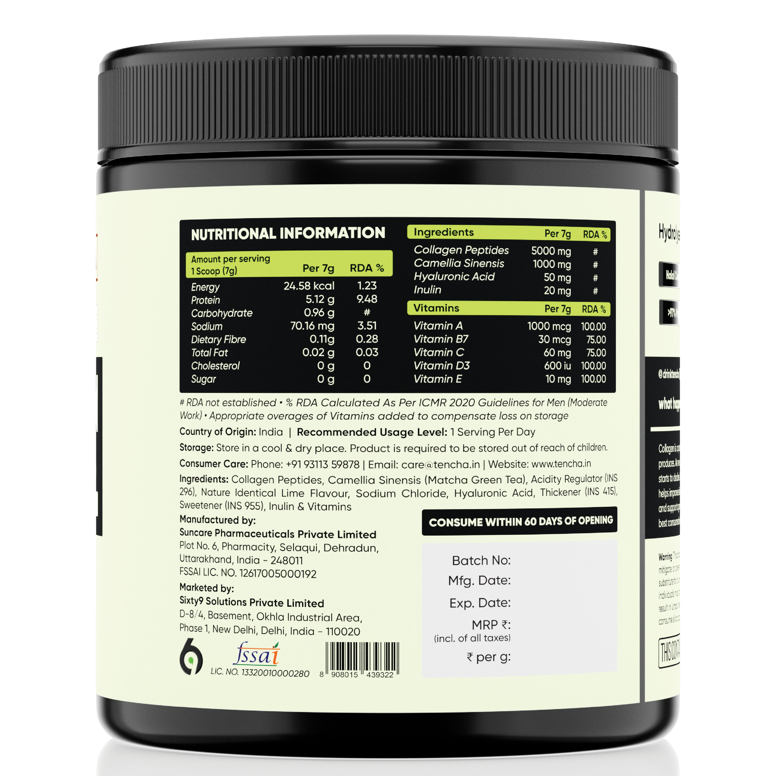 Tencha Marine Collagen Supplements Powder For Women & Men, 30 Servings, 210 Gm