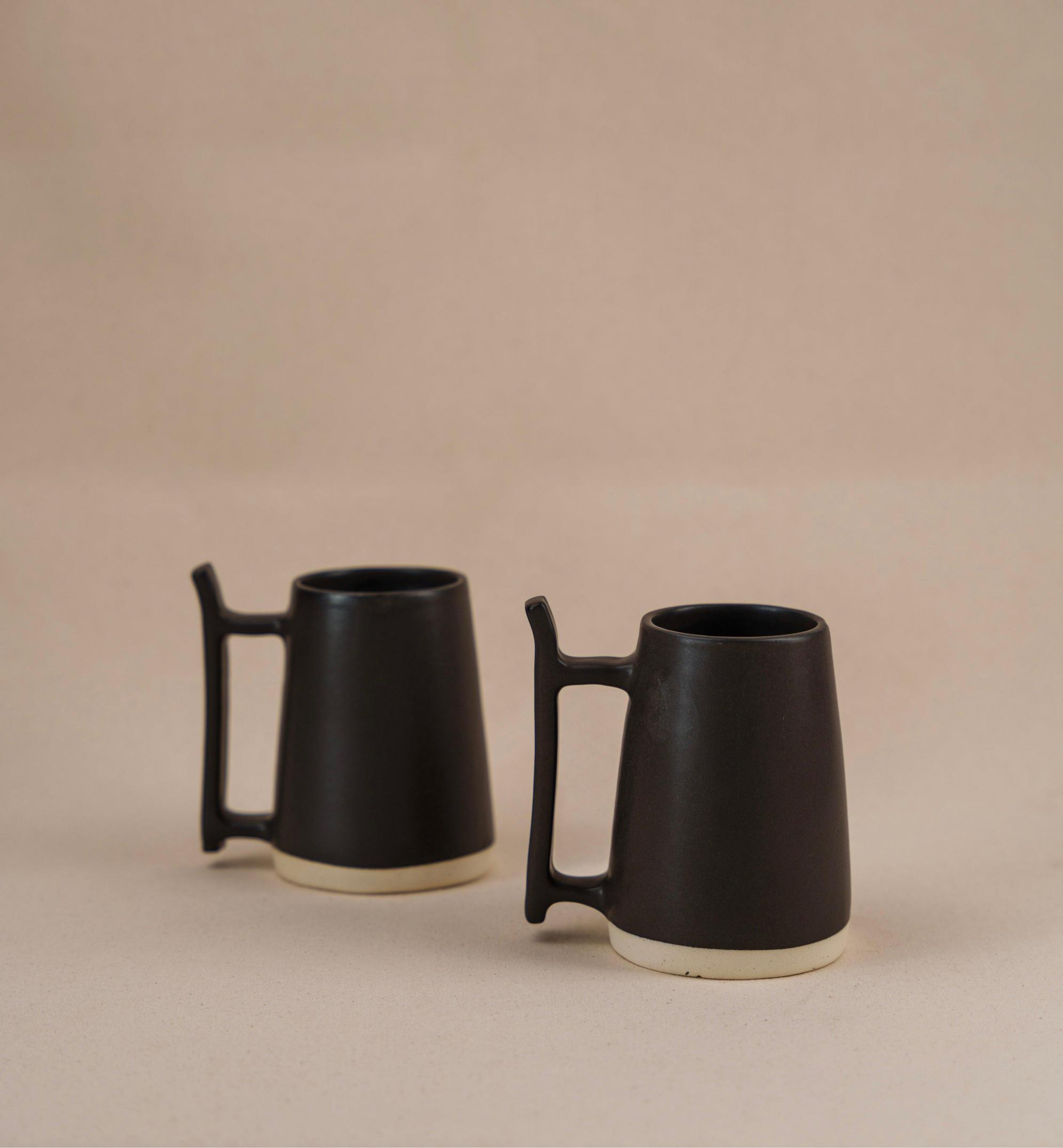 The Orby House Set of 2 - Ceramic Beer Mug/Milk pitcher/Tea/Coffee Mug , Matte Black