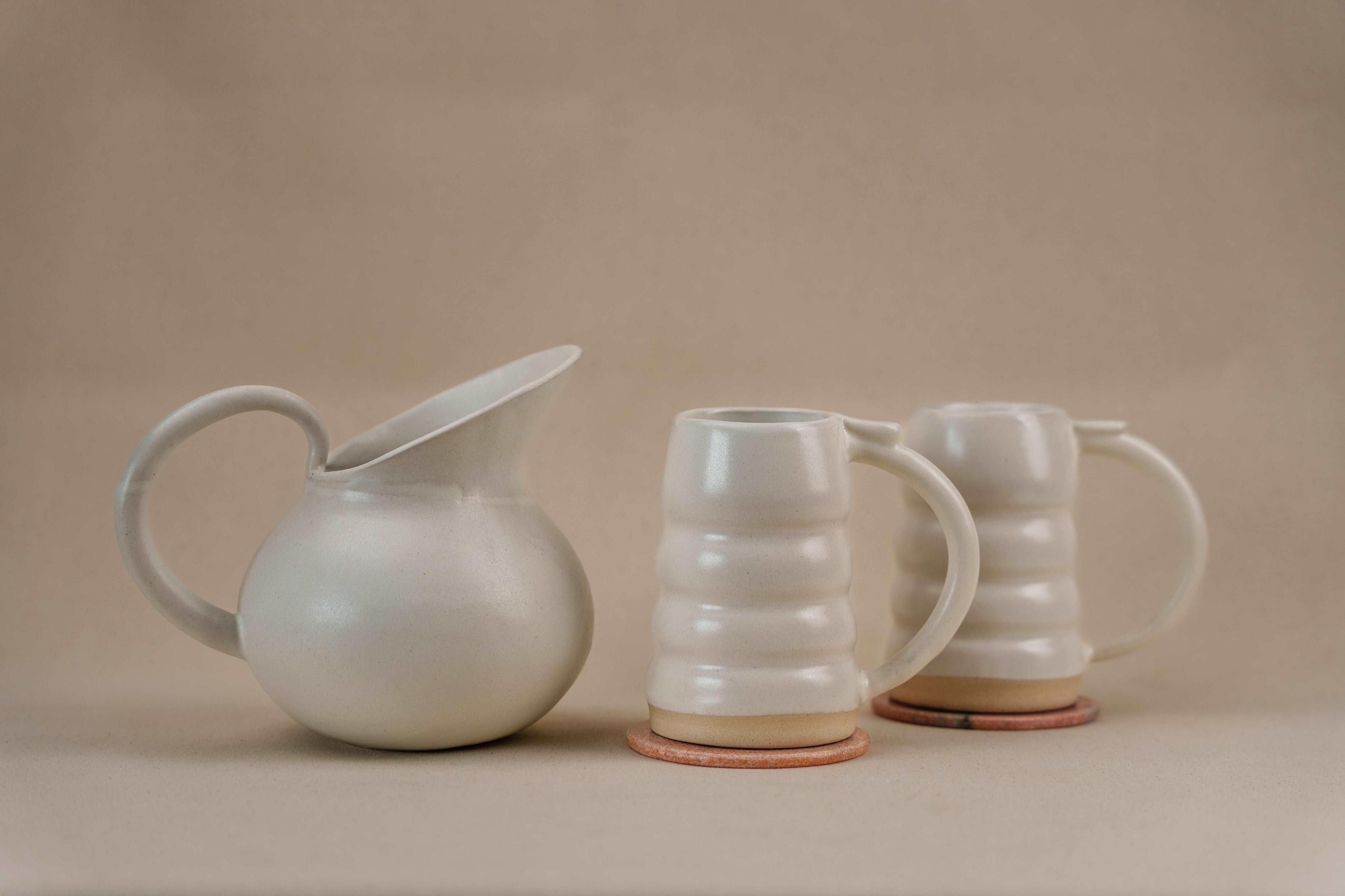 The Orby House Ceramic Pitcher,Spiral Beer Mug set