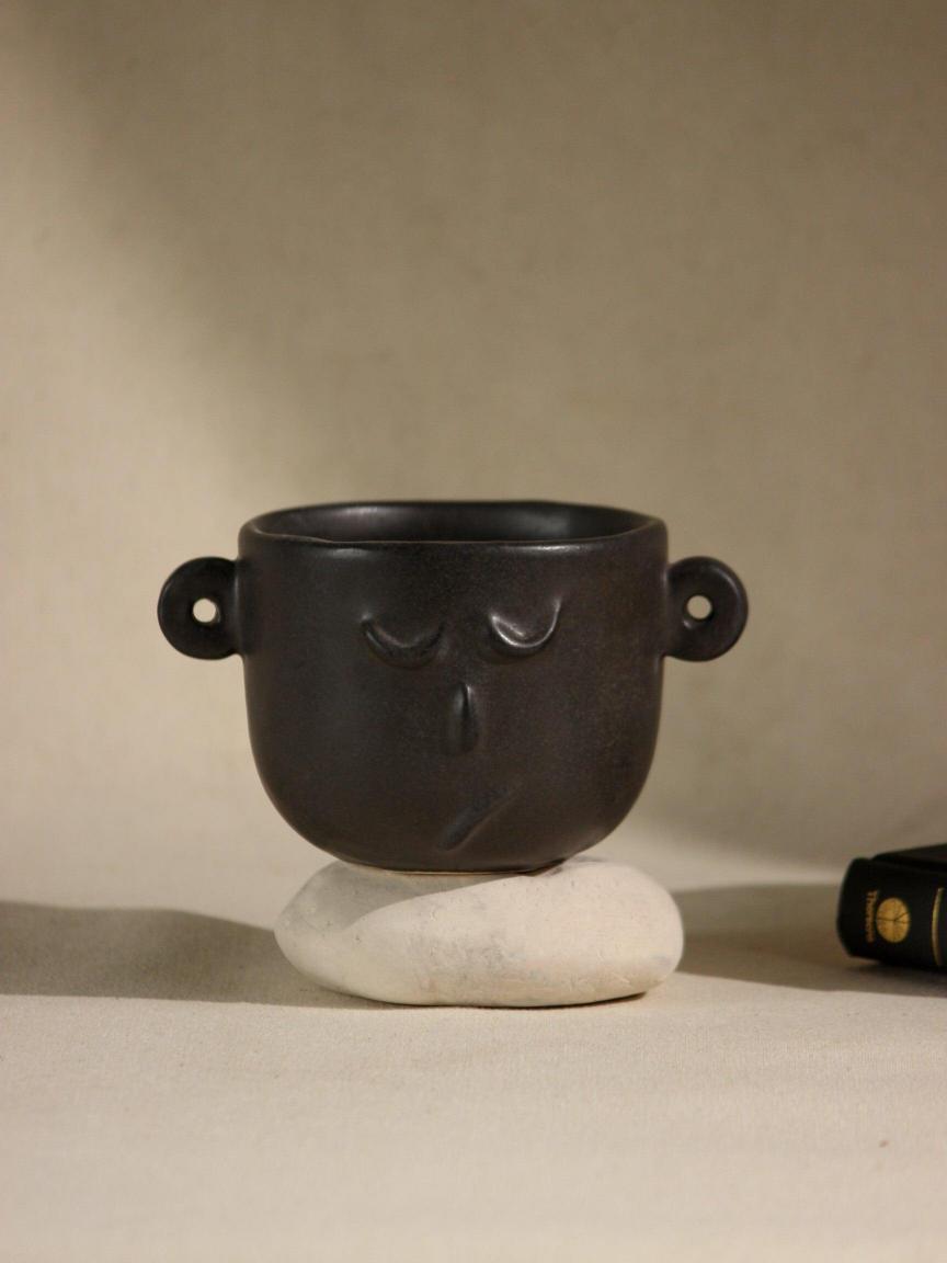 The Orby House The Warrior Face Ceramic Black Coffee Mug