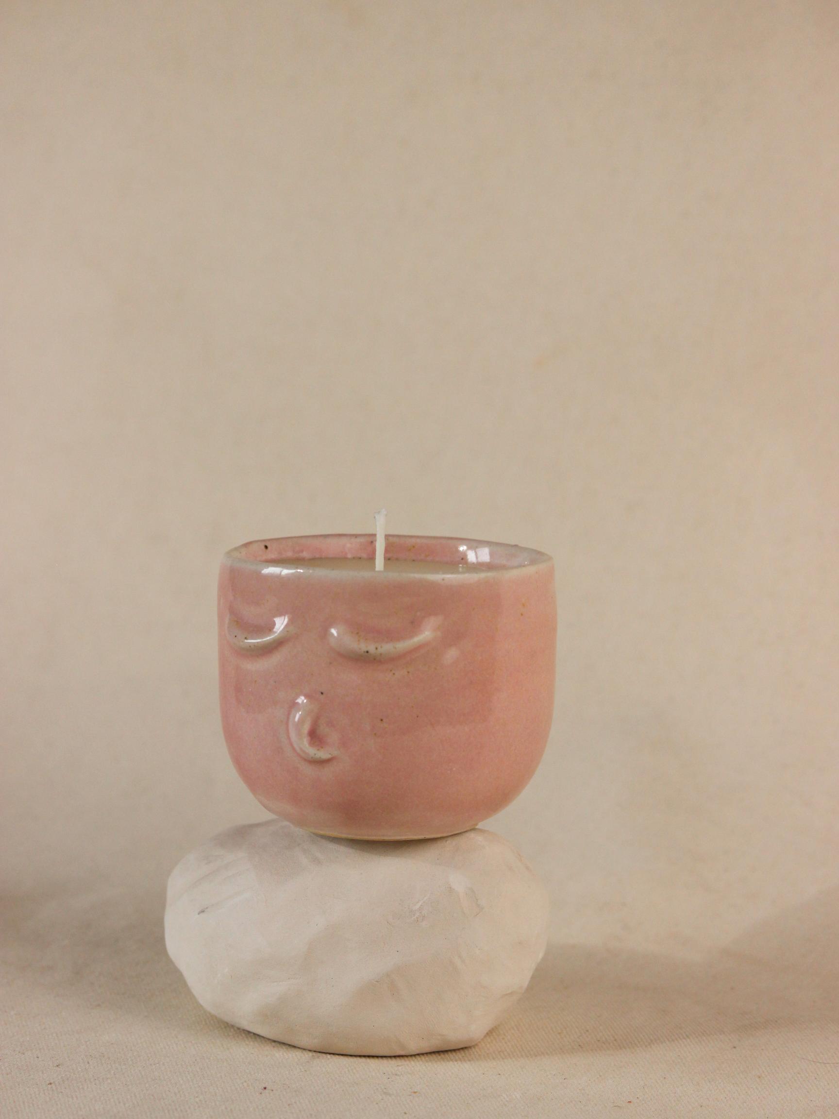 The Orby House The Priest Face Pink Ceramic Jar Candle