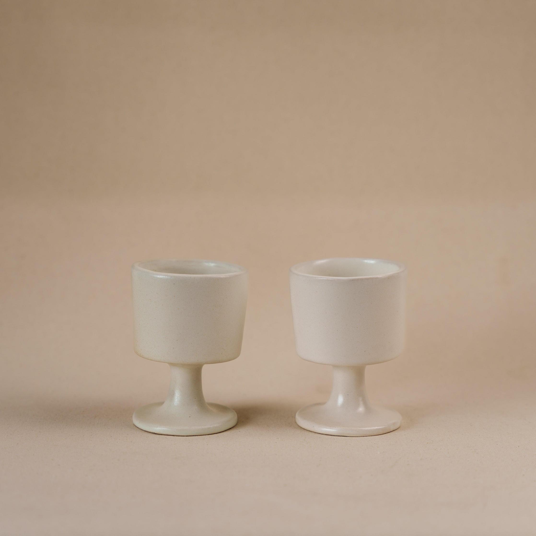 The Orby House Set of 2 - Goblet Ceramic Wine Glass / Matte White Wine mug