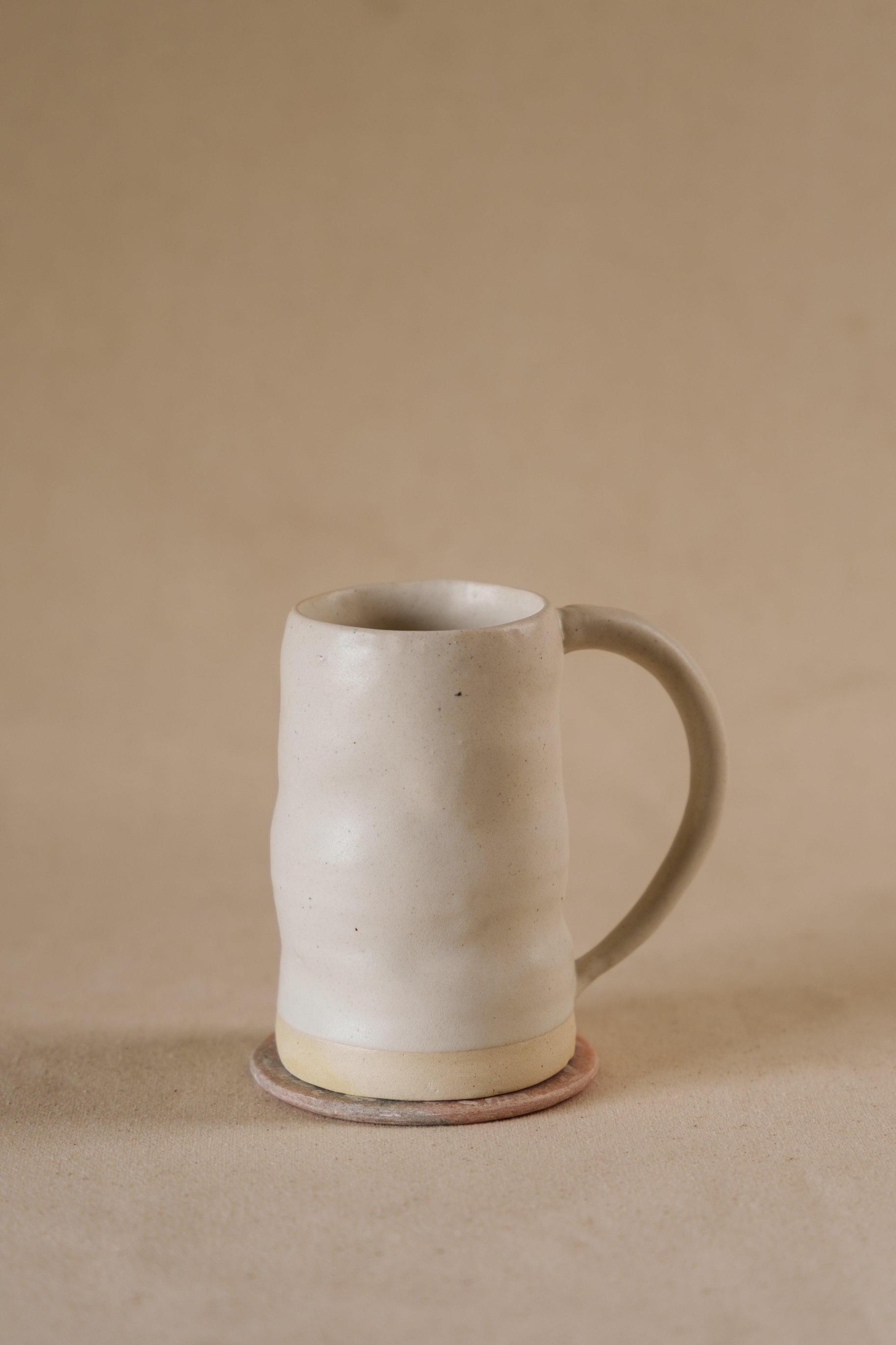 The Orby House Uneven Pottery Ceramic Beer Mug , Matte White