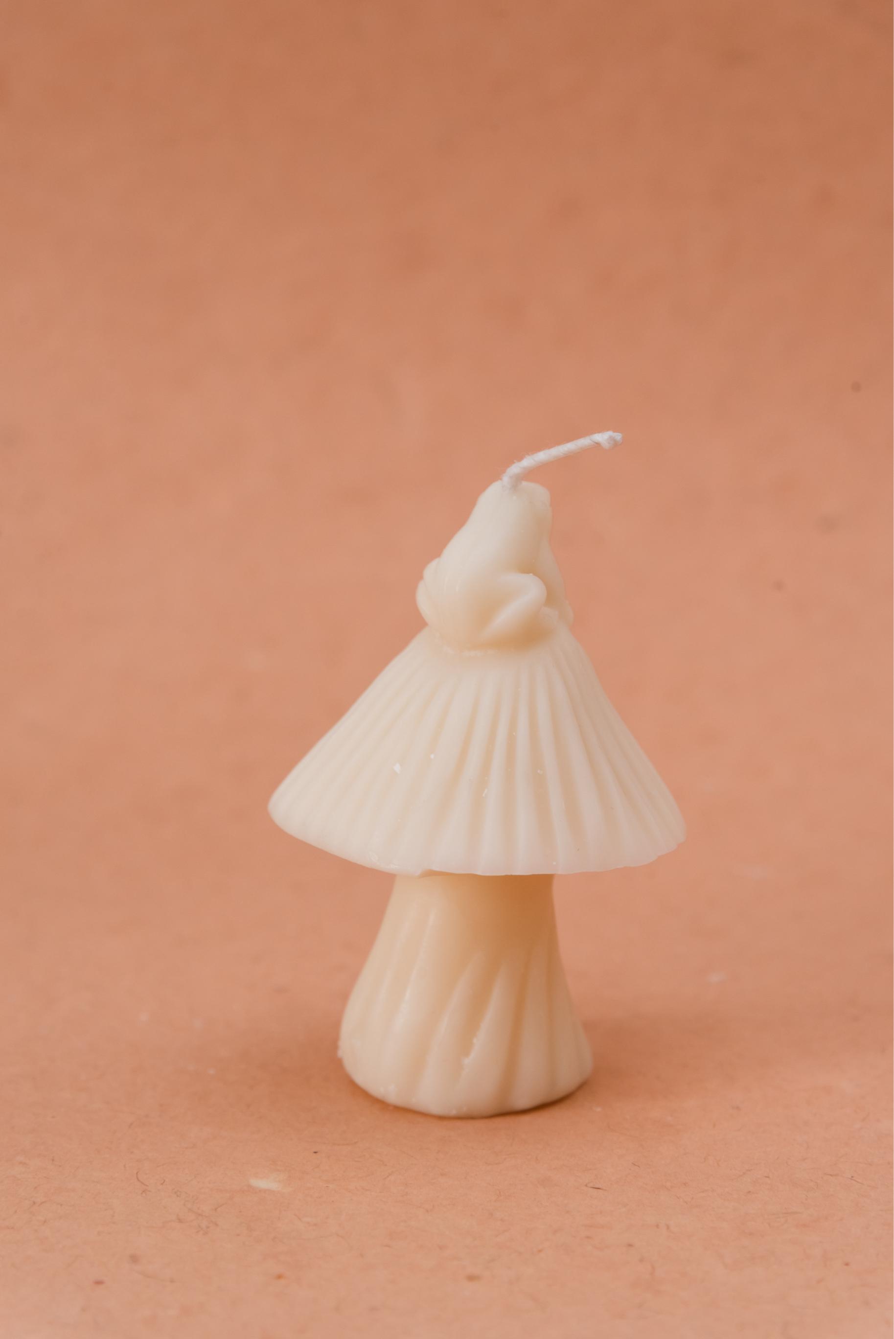The Orby House Shrooms Pillar Candle: Hazelnut Coffee Delight