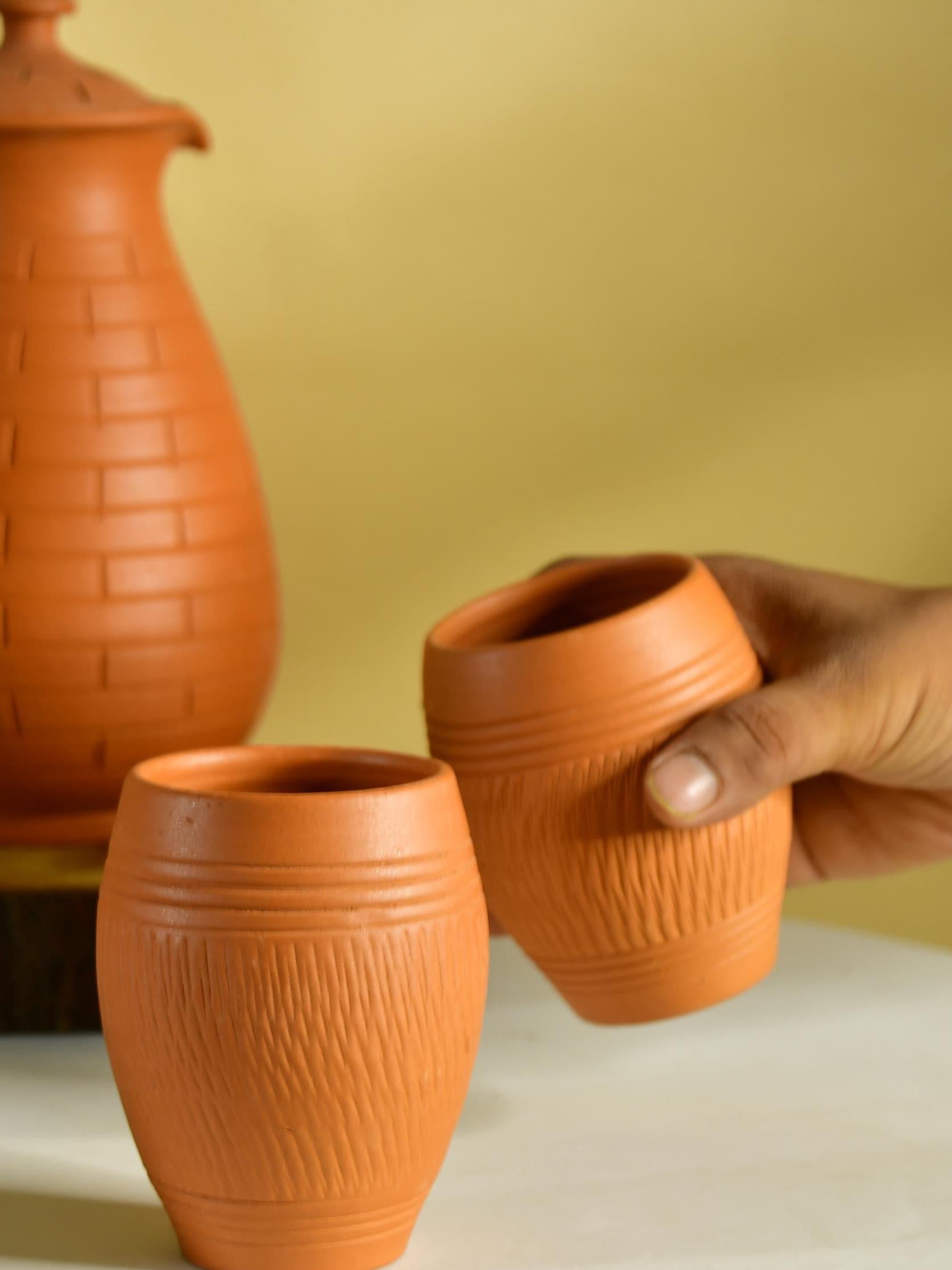 Sowpeace Premium Set of 2 Unglazed Terracotta Glasses
