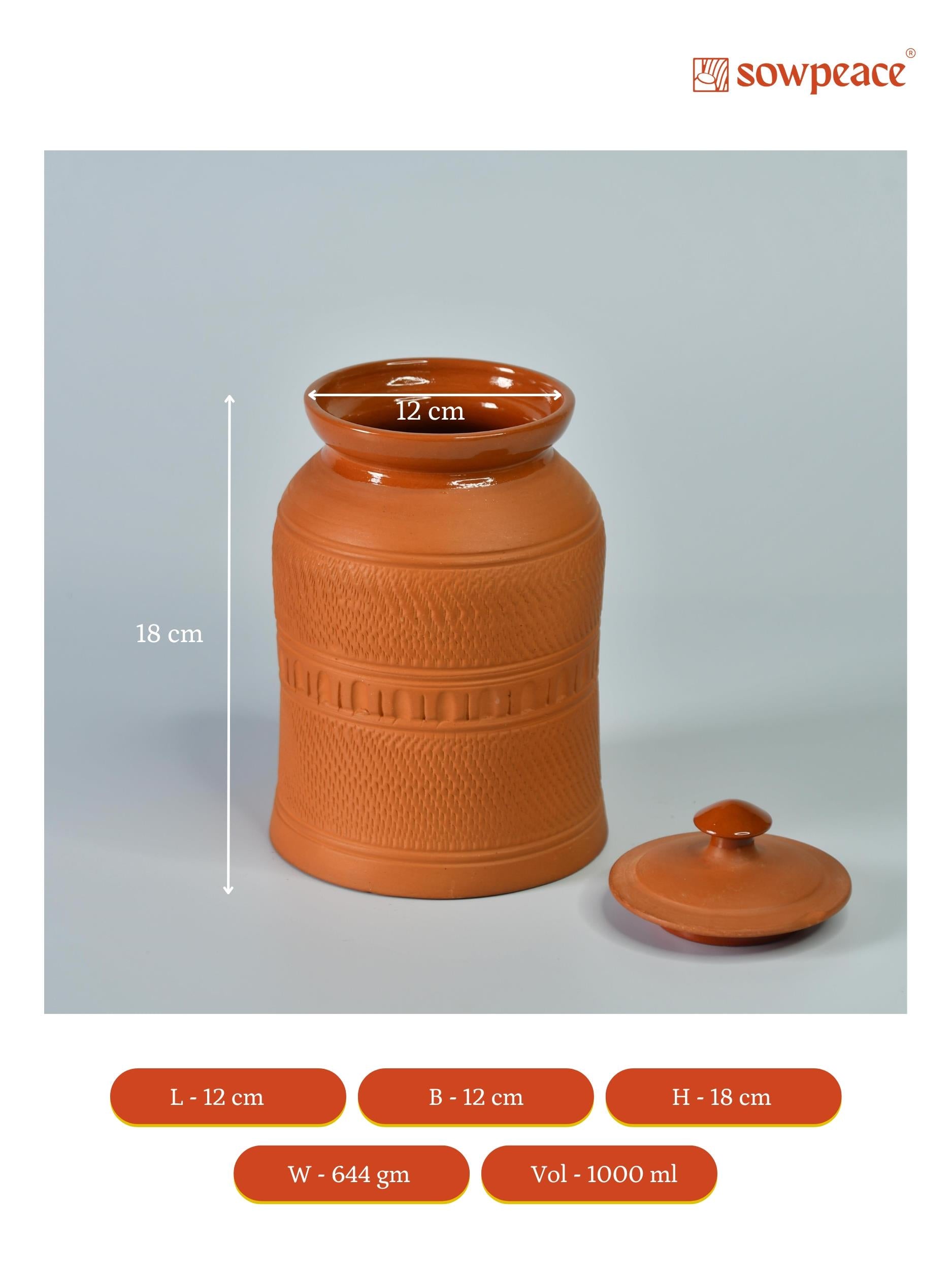 Sowpeace Premium Large Terracotta Storage Jar with Lid