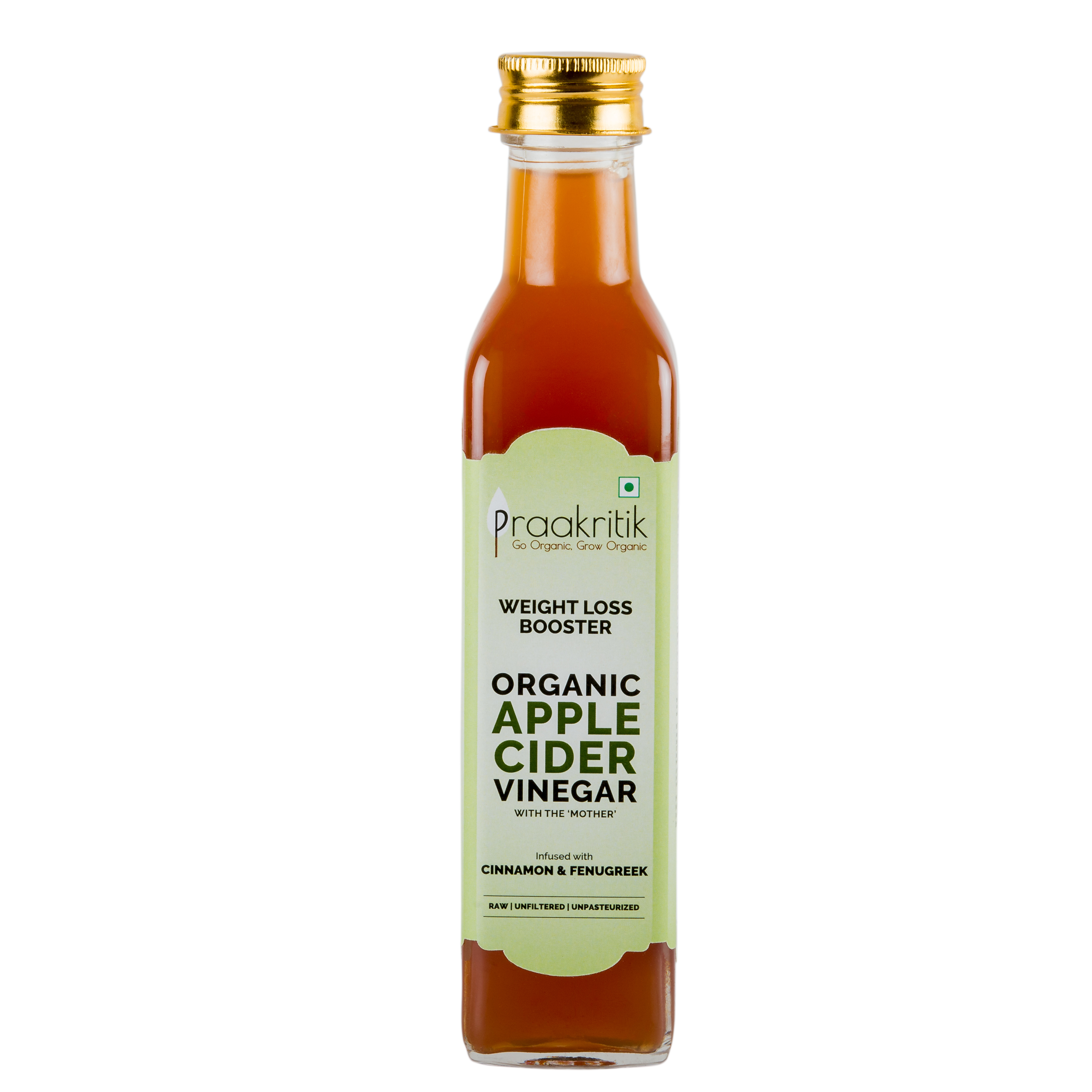 Praakritik Organic Apple Cider Vinegar with Fenugreek & Cinnamon 250ml