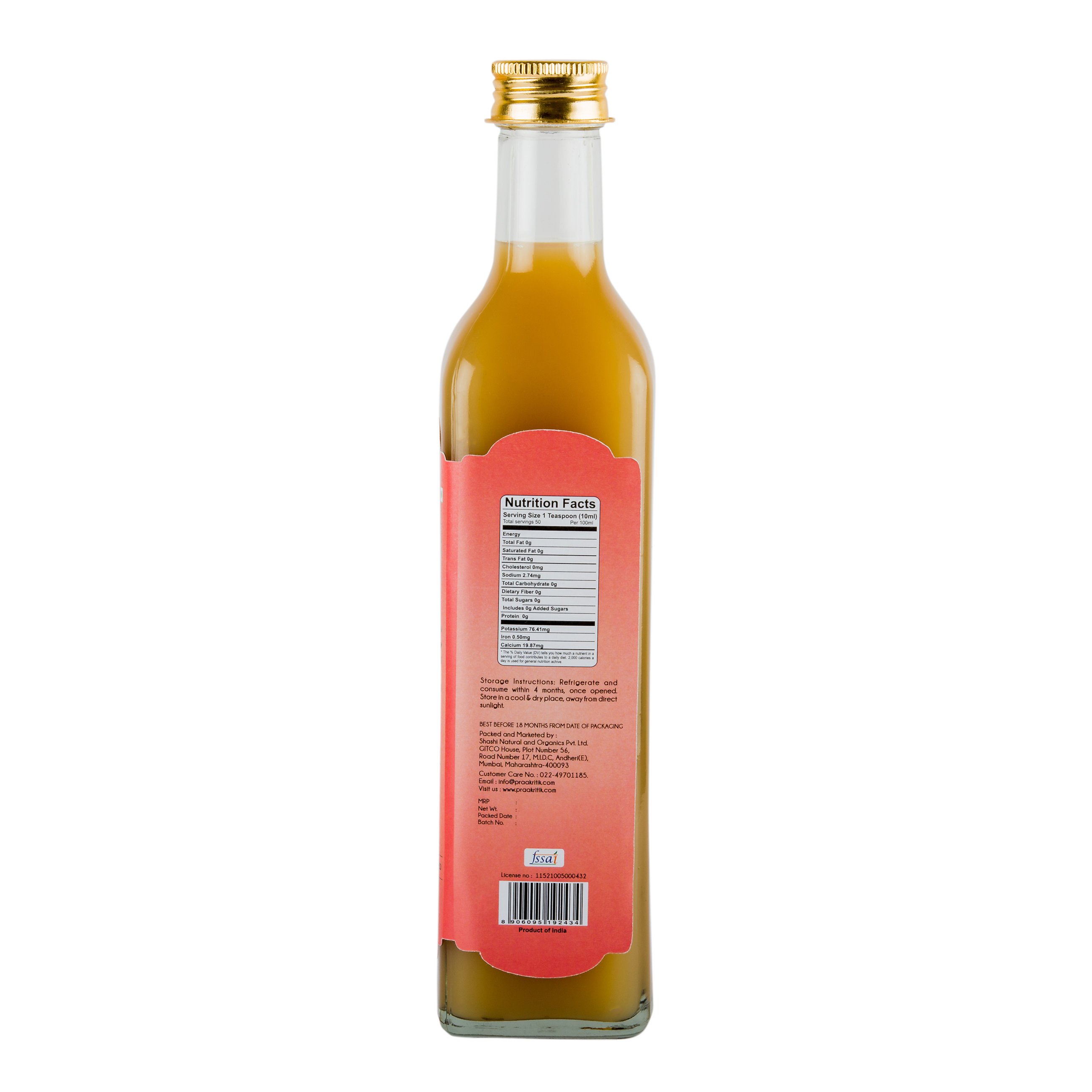 Praakritik Organic Apple Cider Vinegar Pure 500ml