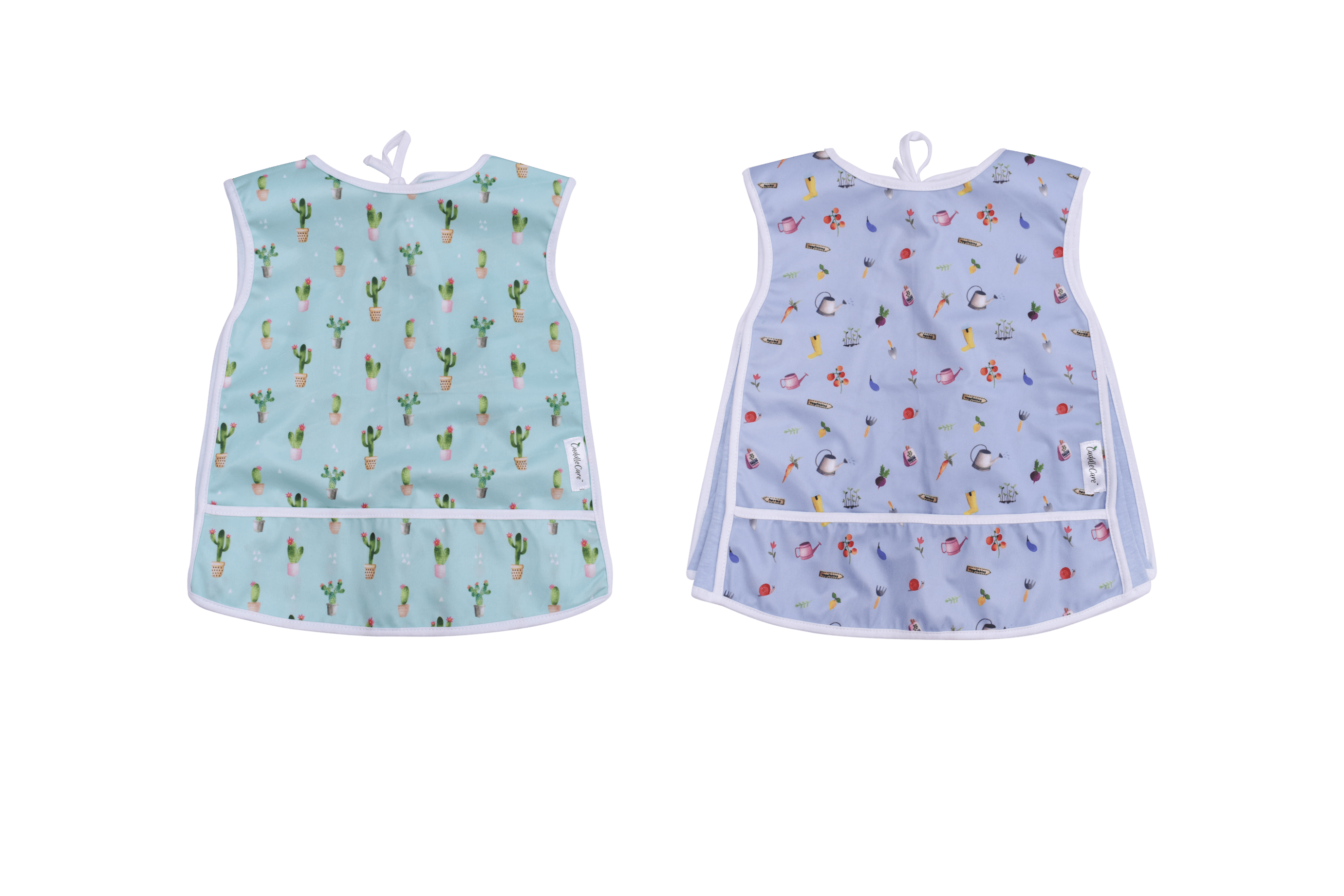 Cuddle Care Infant and Toddler Weaning Bib Combo Pack (Cute Cactus and Garden Love) - Pack of 2