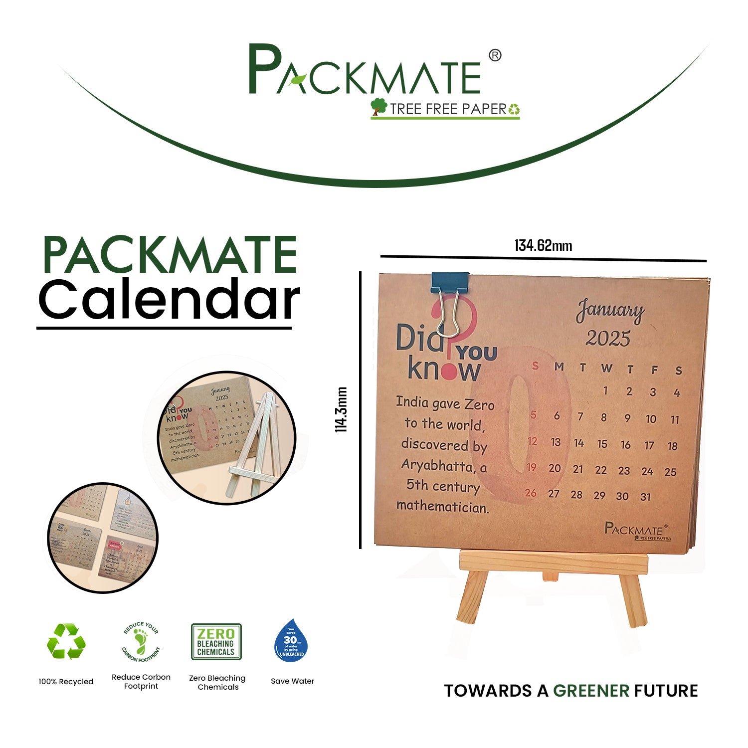 PackMate | 2025 Calender | Made of 100% Recycled Paper (Pack of 2)