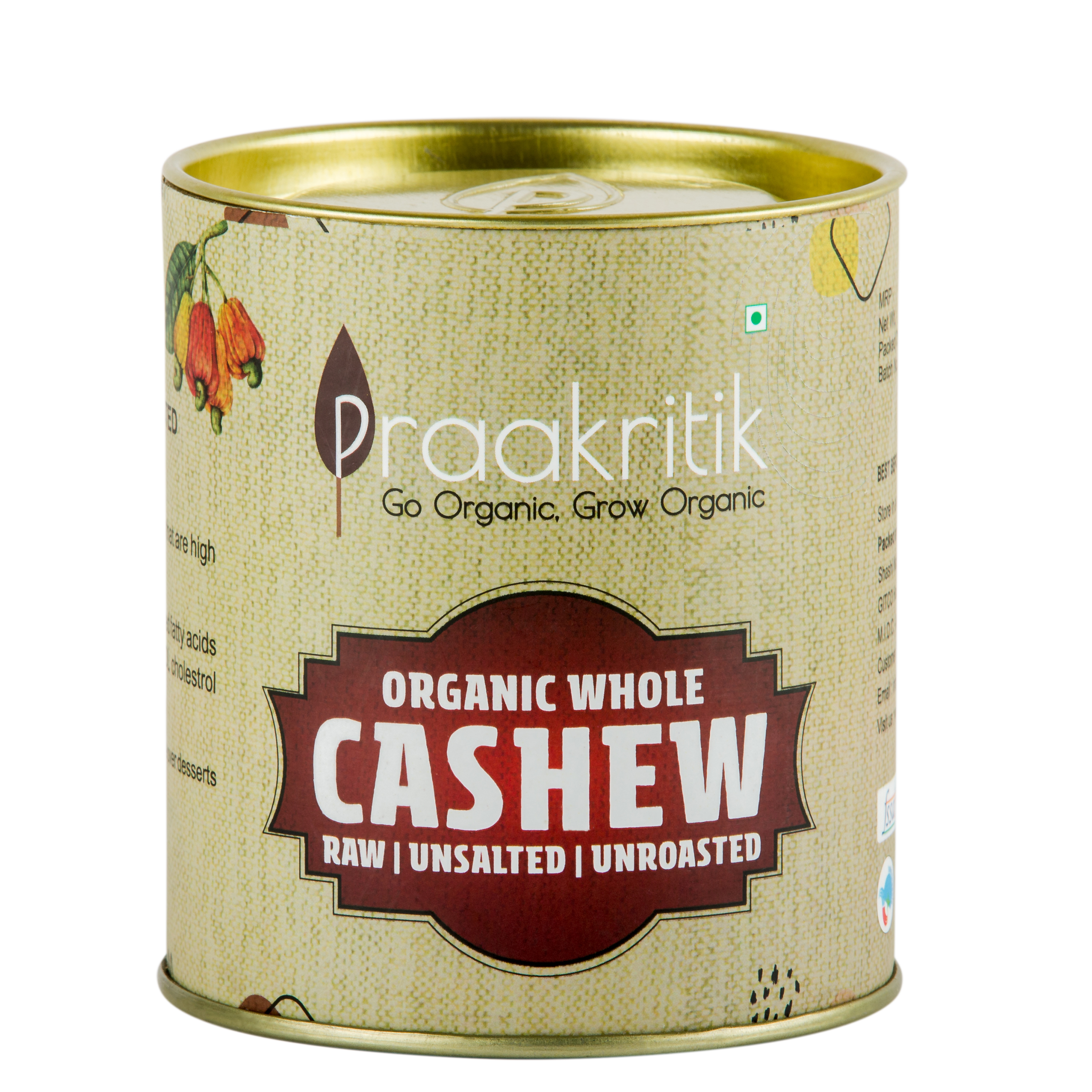 Praakritik Organic Whole Cashew 200g
