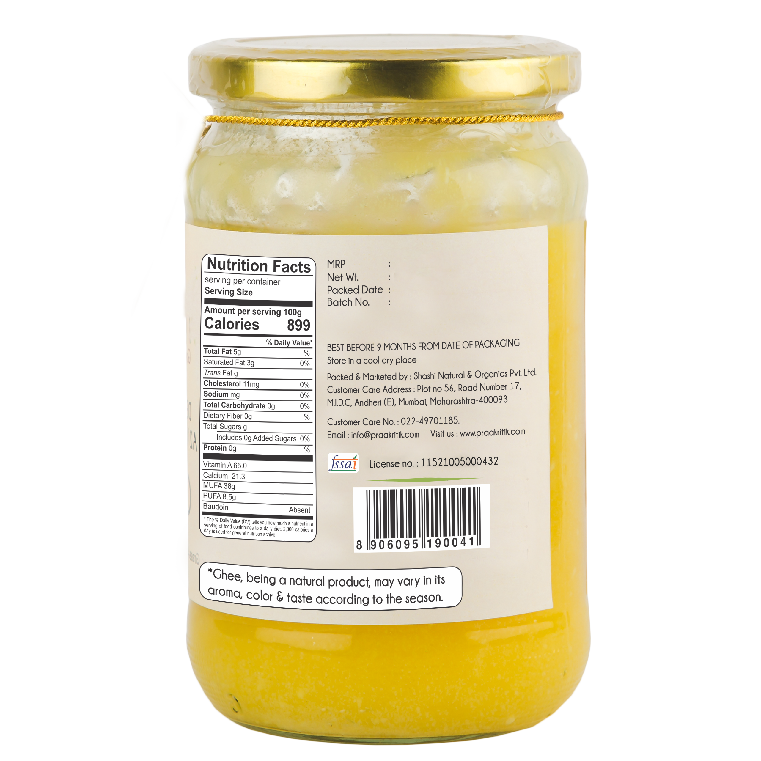Praakritik A2 Bilona Gir Cow Ghee Vedic Churned