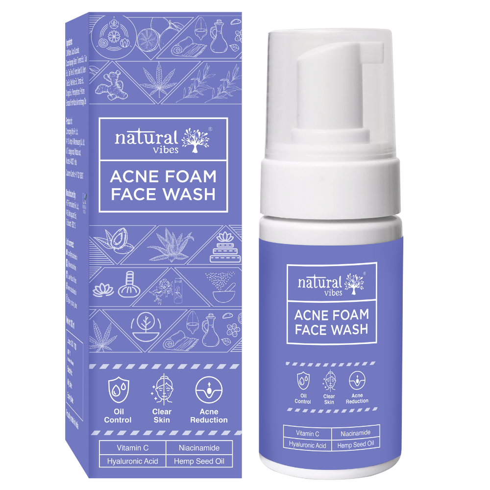 Natural Vibes Anti Acne Foam Face Wash with Vitamin C & Hyaluronic Acid 125 ml