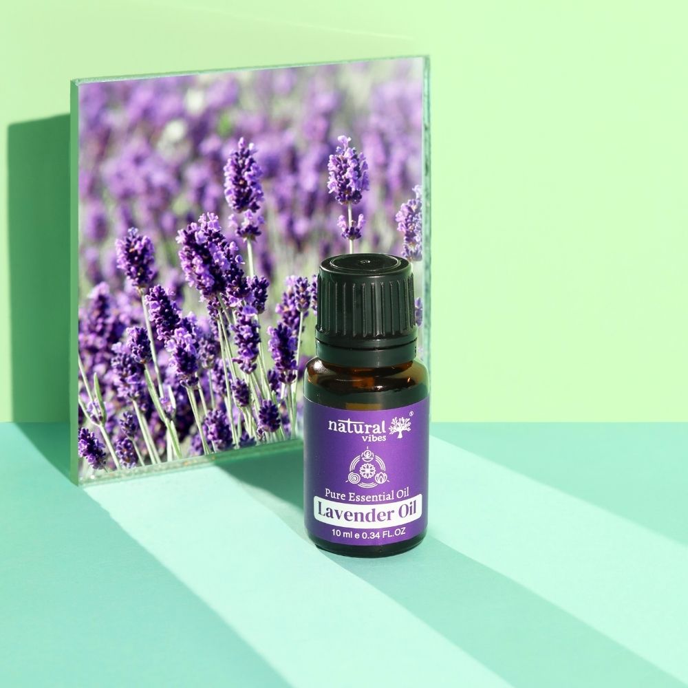 Natural Vibes Lavender Pure Essential Oil for Sleep, Stress Relief, Acne & Hair Fall 10 ml