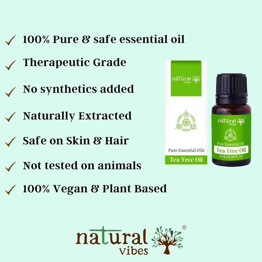 Natural Vibes Tea Tree Pure Essential Oil for Acne, Dandruff & Hair Fall 10 ml