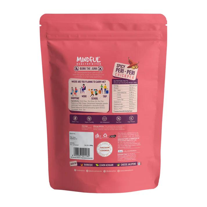 EAT Anytime Mindful Healthy Crunchy & Spicy Chick Peas Peri Peri, Healthier Vegan & Gluten Free Snacks, 200g