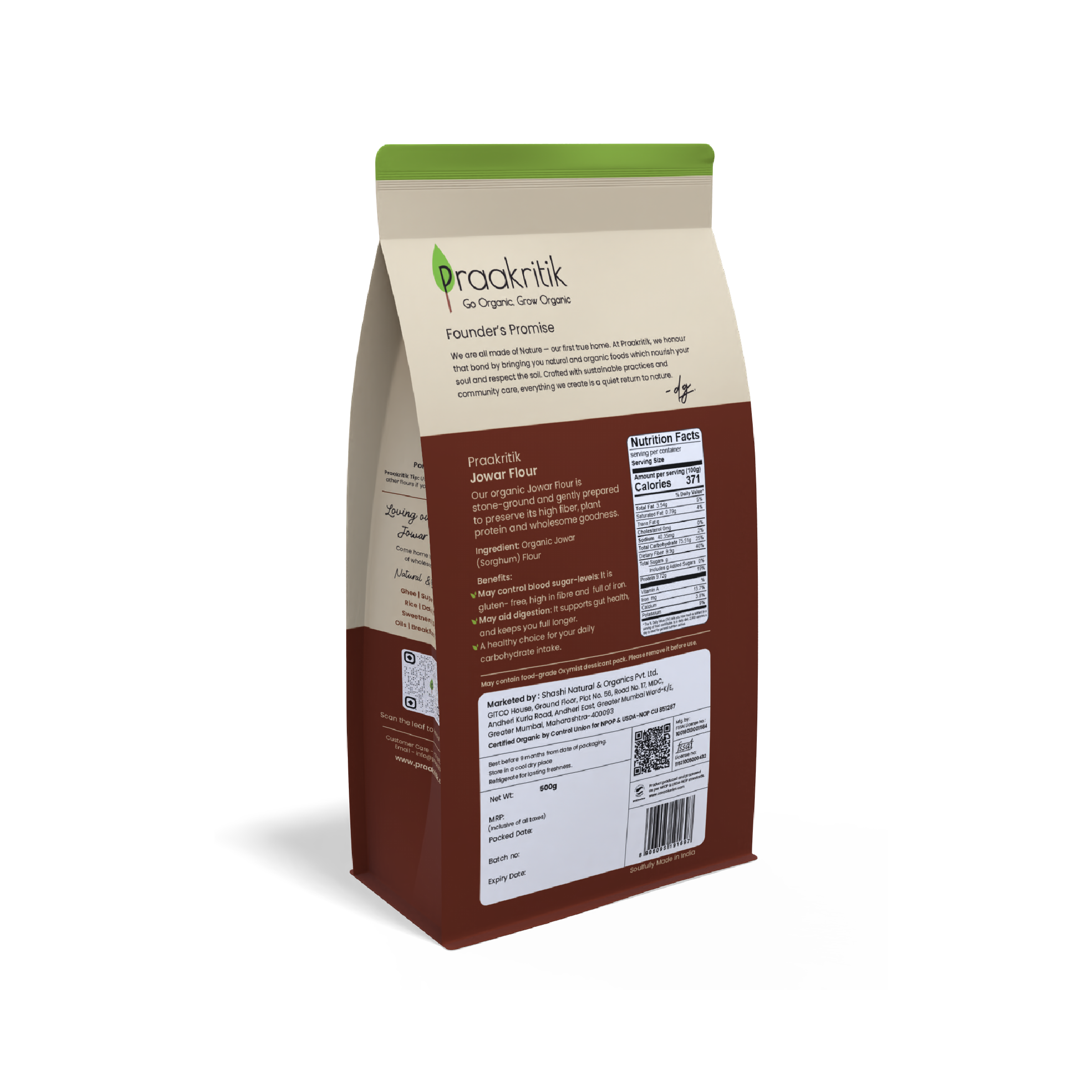 Praakritik Organic Jowar Atta 500g