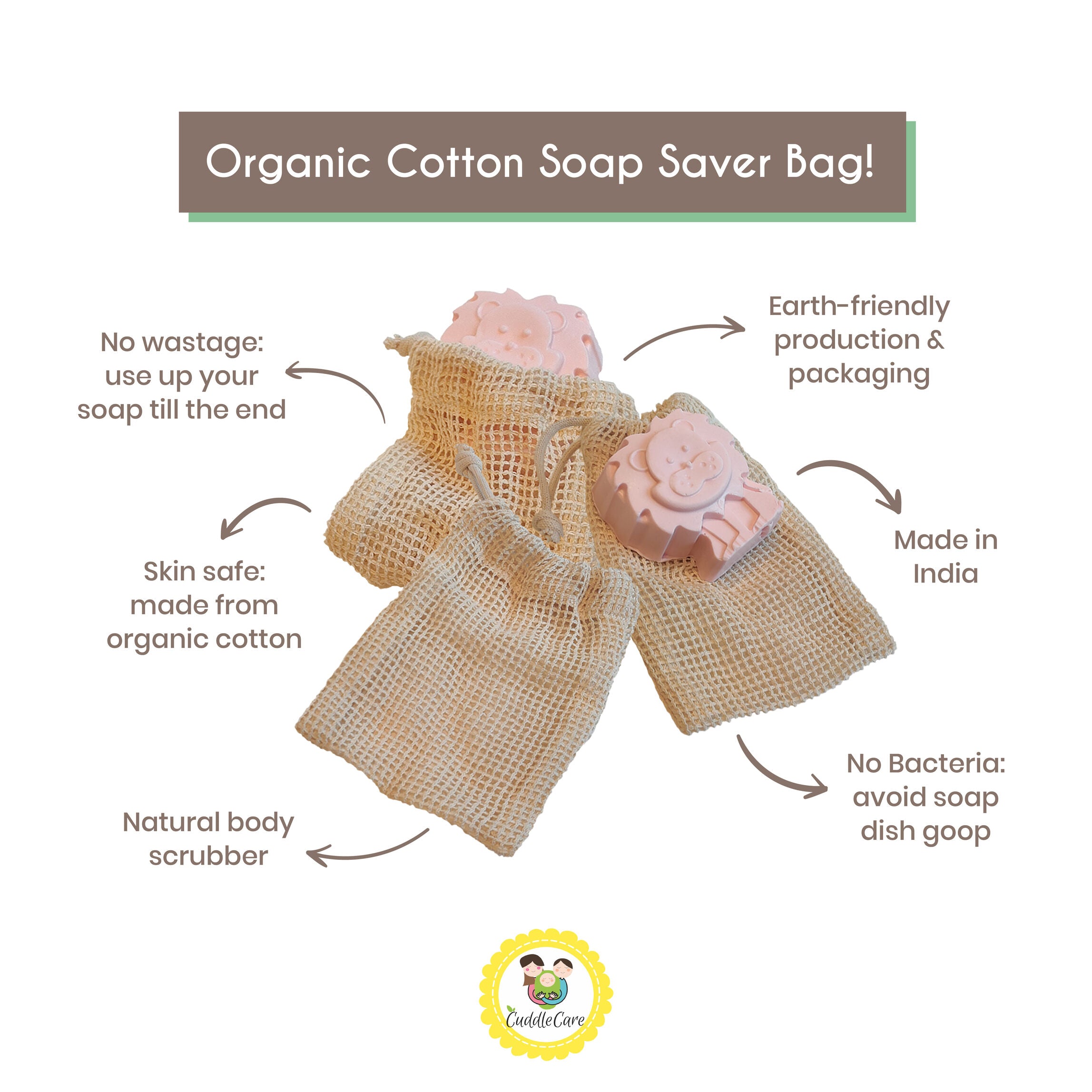Cuddle Care Organic Cotton Soap Saver Bag - Pack of 2