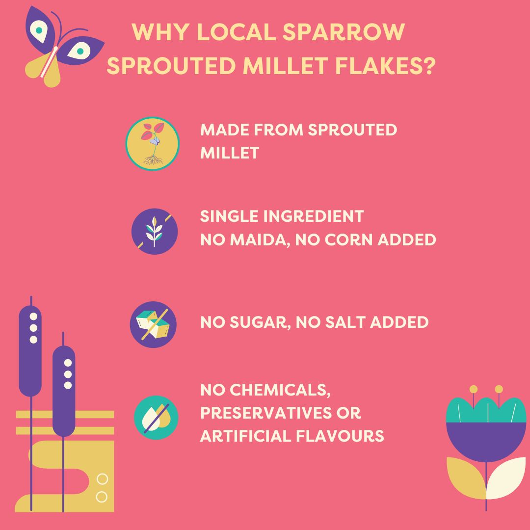 Local Sparrow| Sprouted Barnyard Millet Flakes| Samvat Poha| 500g