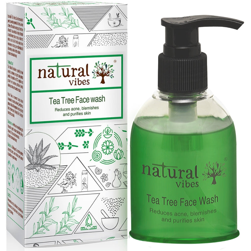 Natural Vibes Ayurvedic Tea Tree Face Wash 150 ml  Reduces acne, blemishes and purifies skin