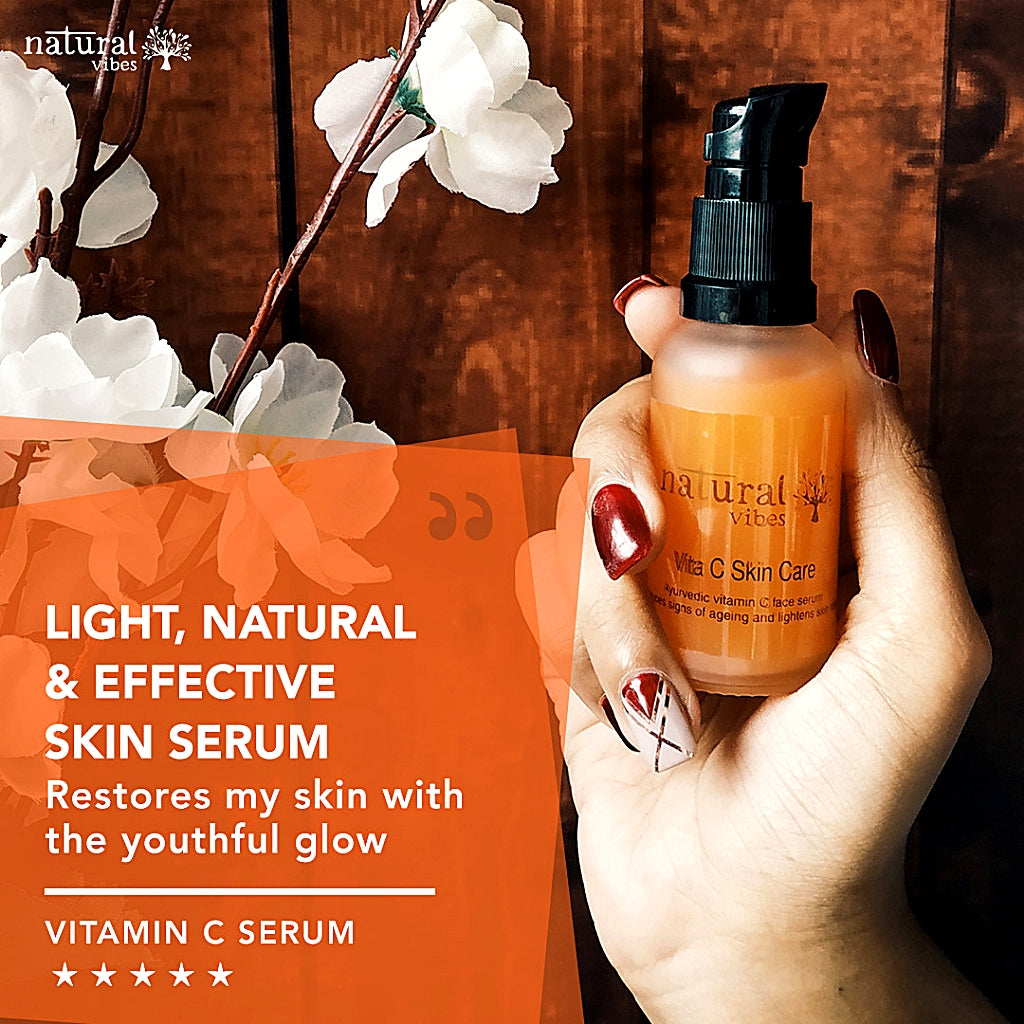 Natural Vibes Ayurvedic Vitamin C Skin Care Serum 30 ml Reduces signs of ageing and lightens skin tone