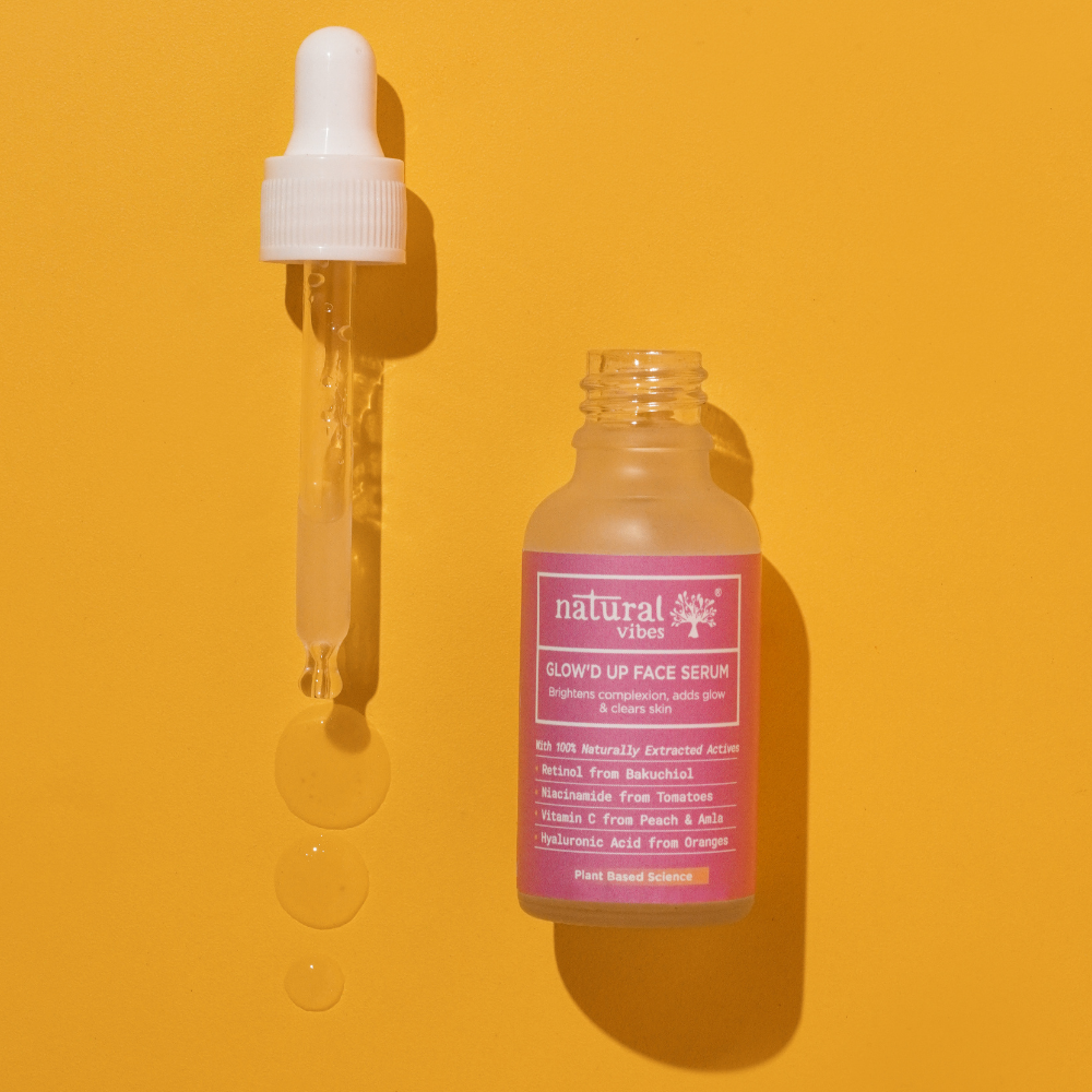 Natural Vibes Glow 'd Up Face Serum with Plant Based Niacinamide, Vitamin C for Clear, Bright and Glowing Skin 30 ml