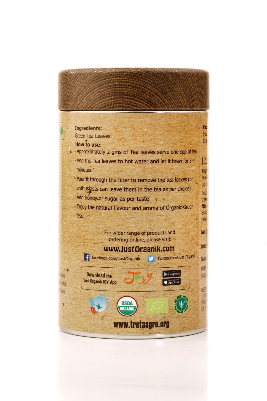 Just Organik Organic Green Tea (Full Leaves) 50g