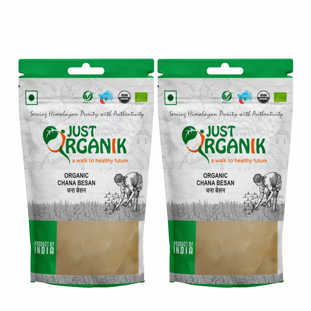 Just Organik Organic Chana Besan 1 kg (pack of 2, 2x500g)