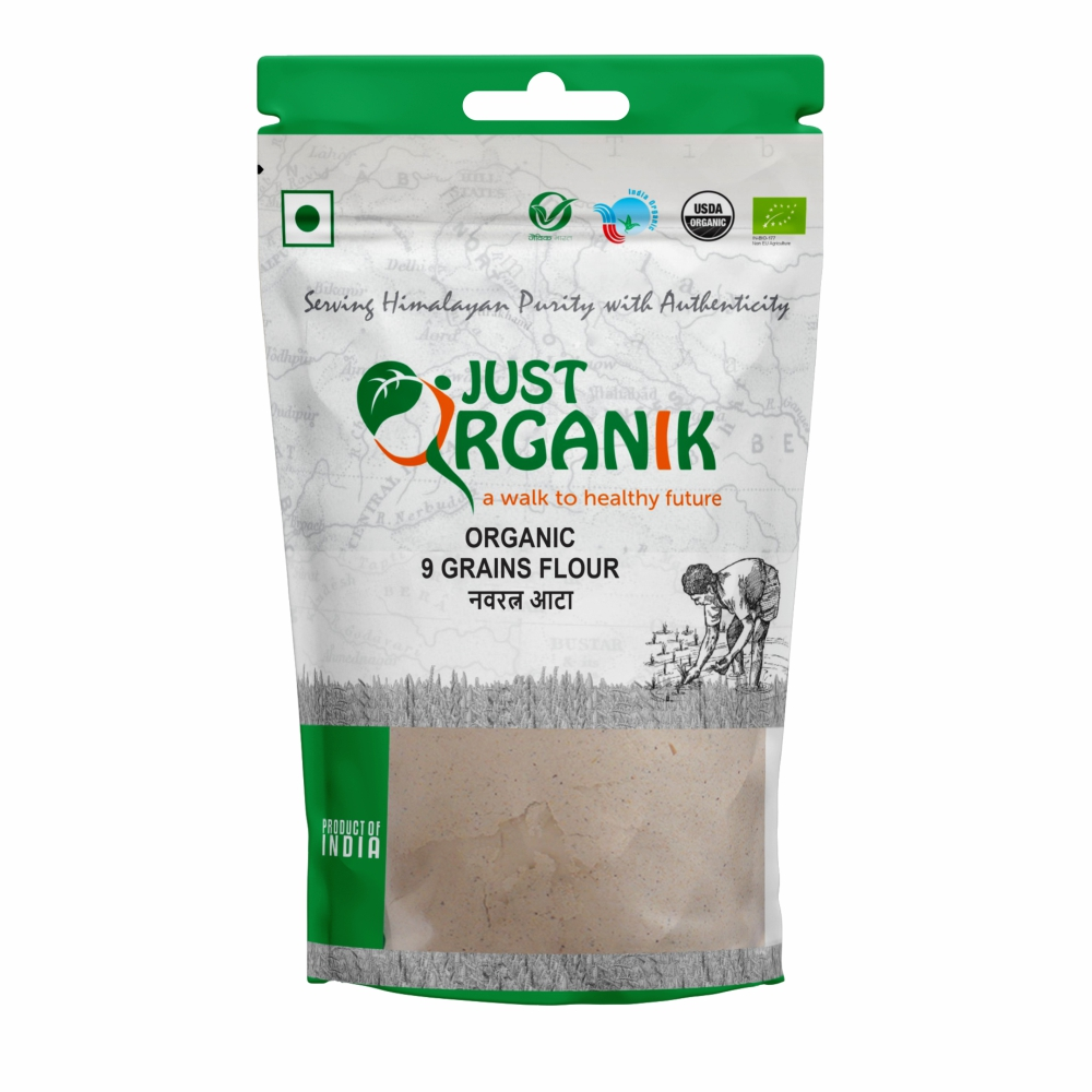 Just Organik Organic 9 Grains Flour 2kg (pack of 2, 2x1 kg)