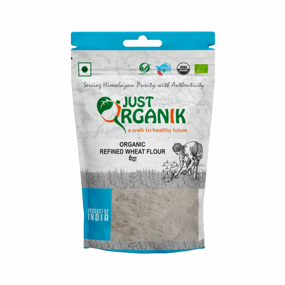Just Organik Organic Refined Wheat Flour (Maida) 2kg (pack of 4, 4x500g)