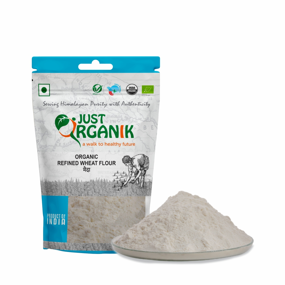 Just Organik Organic Refined Wheat Flour (Maida) 2kg (pack of 4, 4x500g)