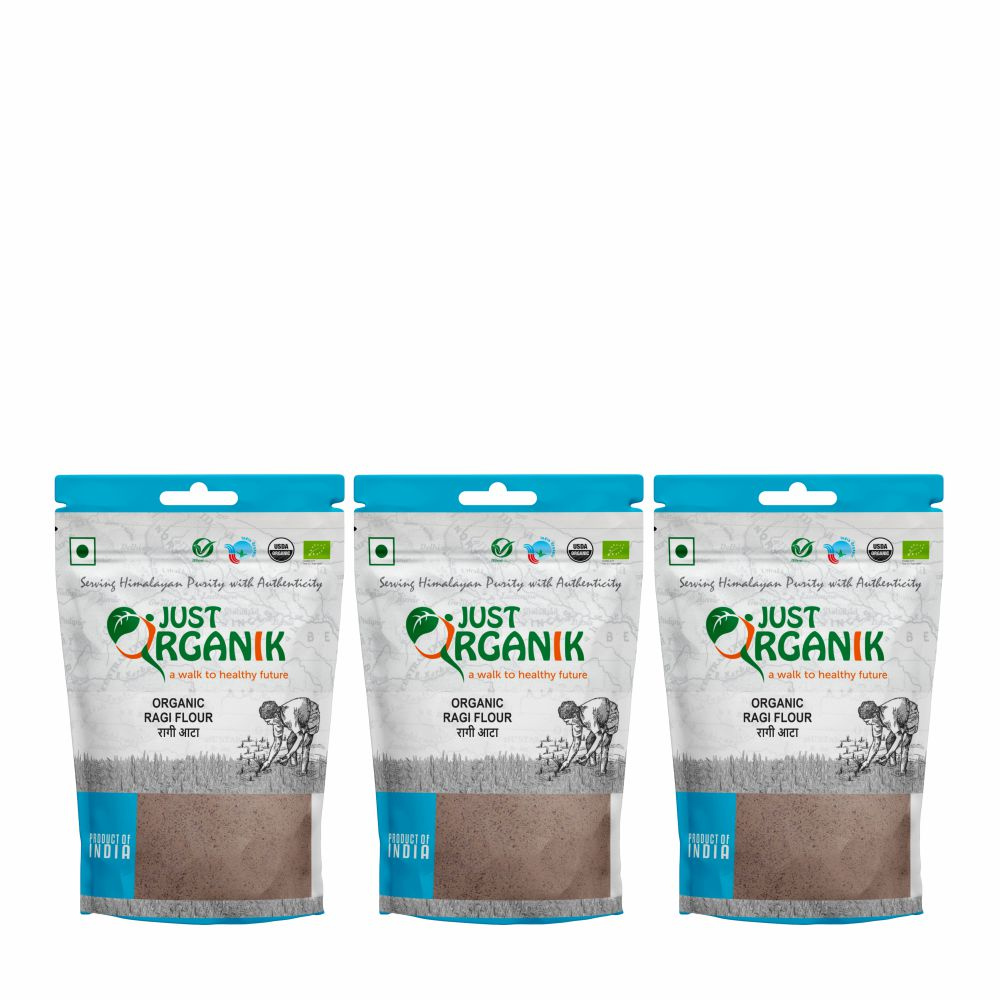 Just Organik Organic Ragi Flour 1.5kg (pack of 3, 3x500g)