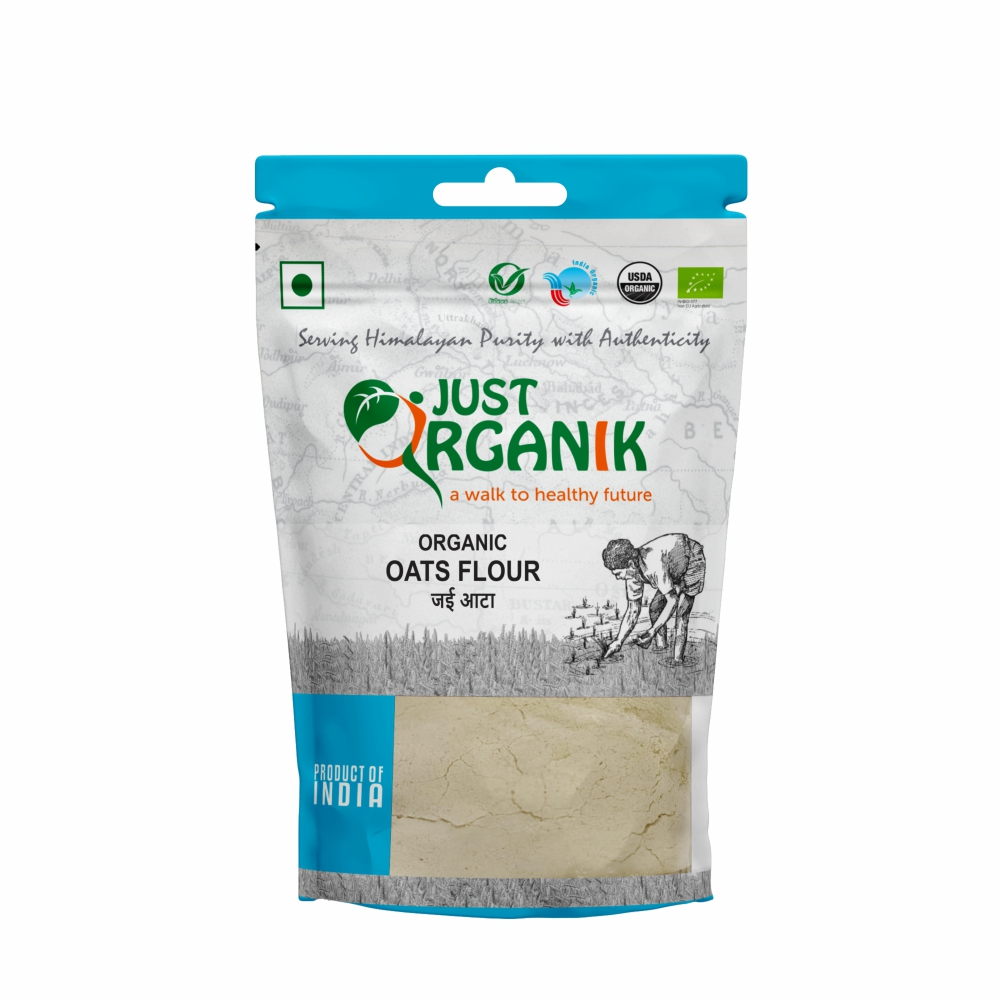 Just Organik Organic Oats Flour 1kg (pack of 2, 2x500g)