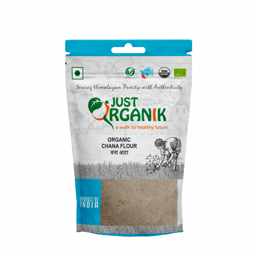 Just Organik Organic Chana Flour 1kg (pack of 2, 2x500g)