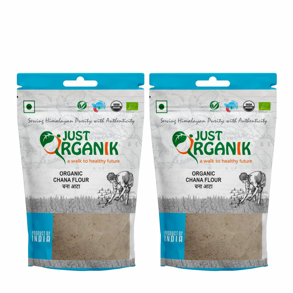 Just Organik Organic Chana Flour 1kg (pack of 2, 2x500g)