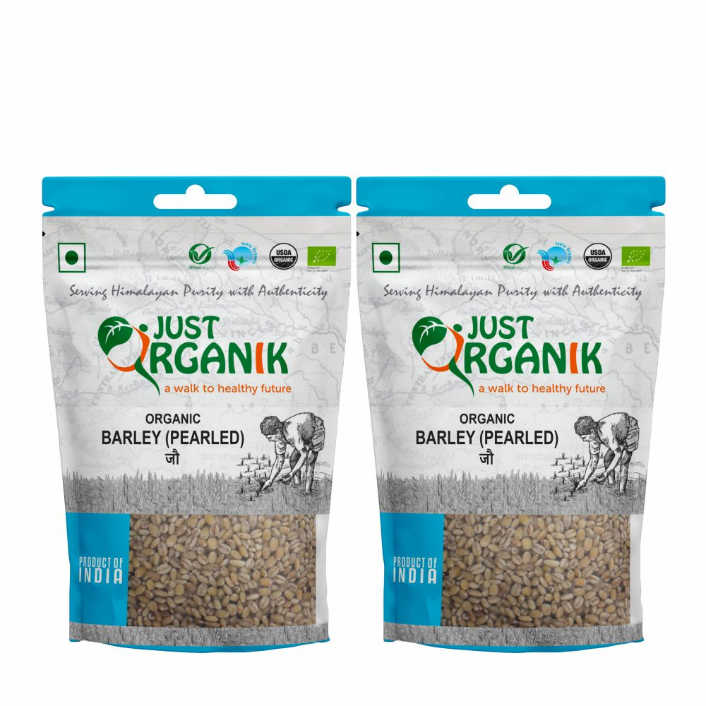 Just Organik Organic Barley (Pearled) 1kg (pack of 2, 2x500g)