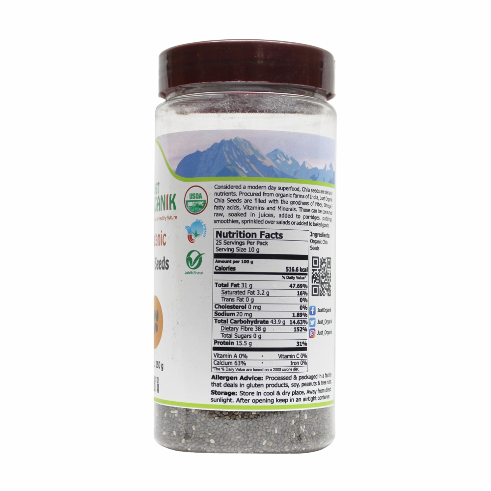 Just Organik Organic Chia Seeds 250g