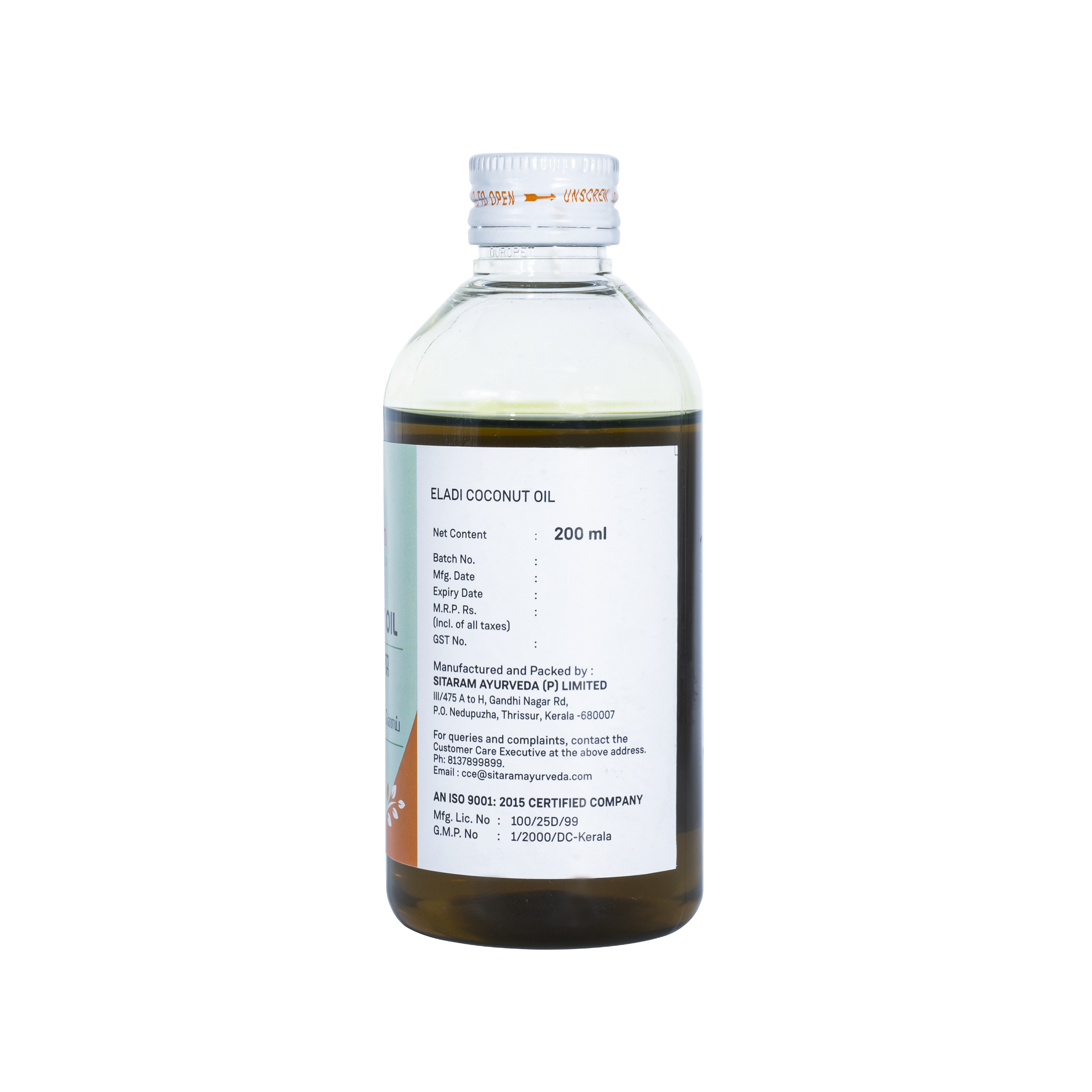 Sitaram Ayurveda Eladi Coconut Oil 200Ml (Prescription Medication)