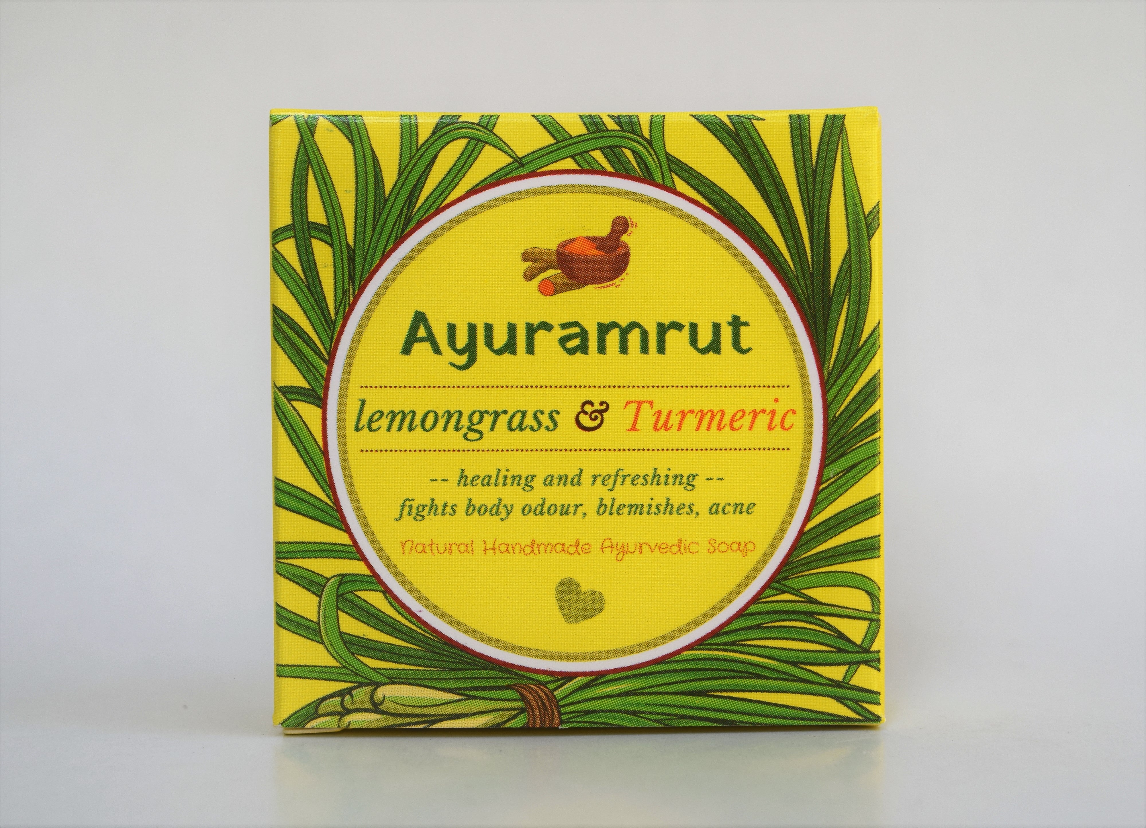 Ayuramrut Lemongrass and Turmeric Natural Handmade Ayurvedic Soap (Pack of 4)
