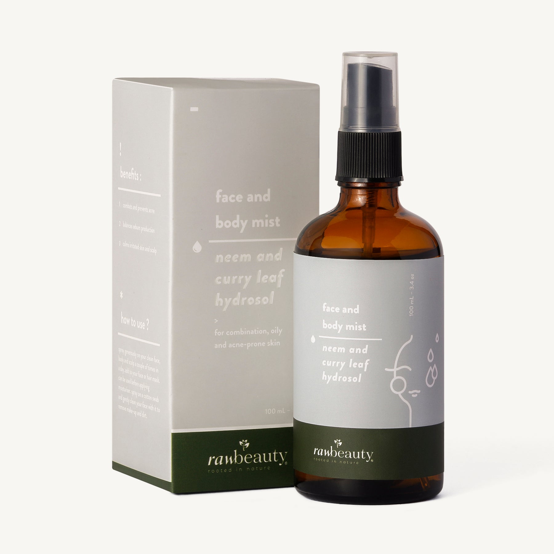 Rawbeauty Wellness Neem and Curry Leaf Hydrosol Face and body mist 100 ml
