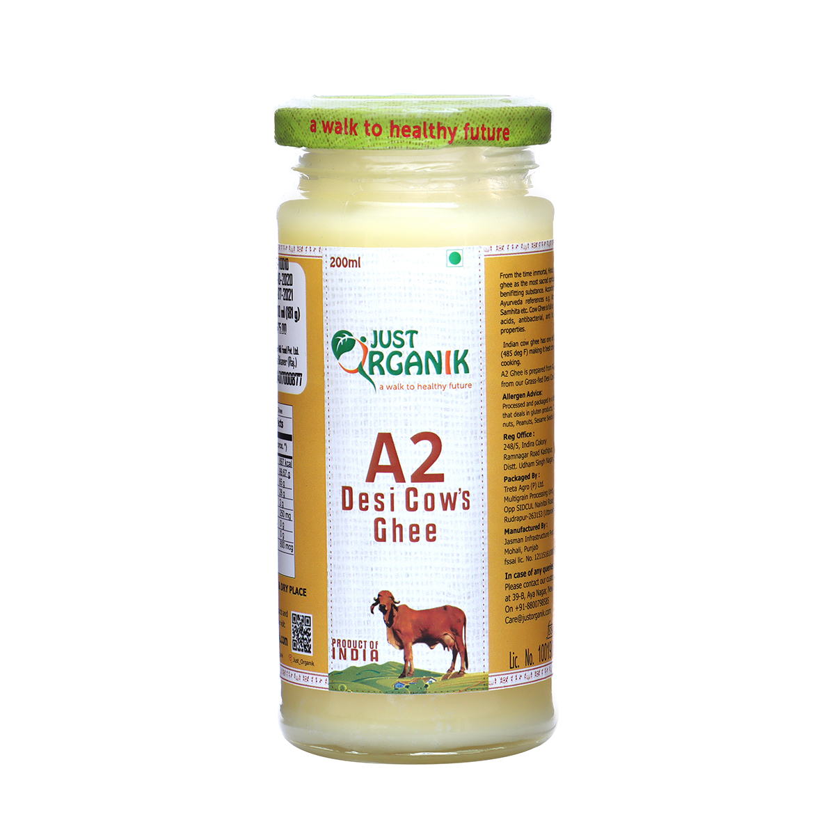 Just Organik Organic Cow Desi Ghee (A2) 200ml