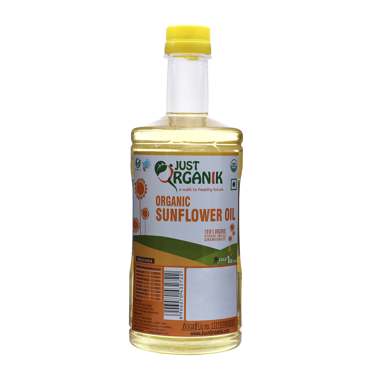 Just Organik Organic Sunflower Oil 1L