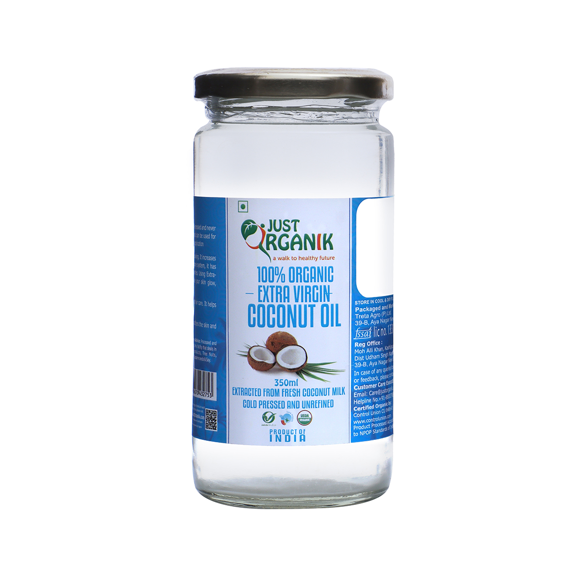 Just Organik Organic Extra Virgin Coconut Oil 350ml