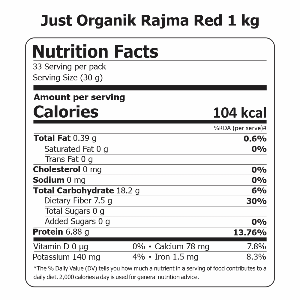 Just Organik Organic Rajma Red 1 kg