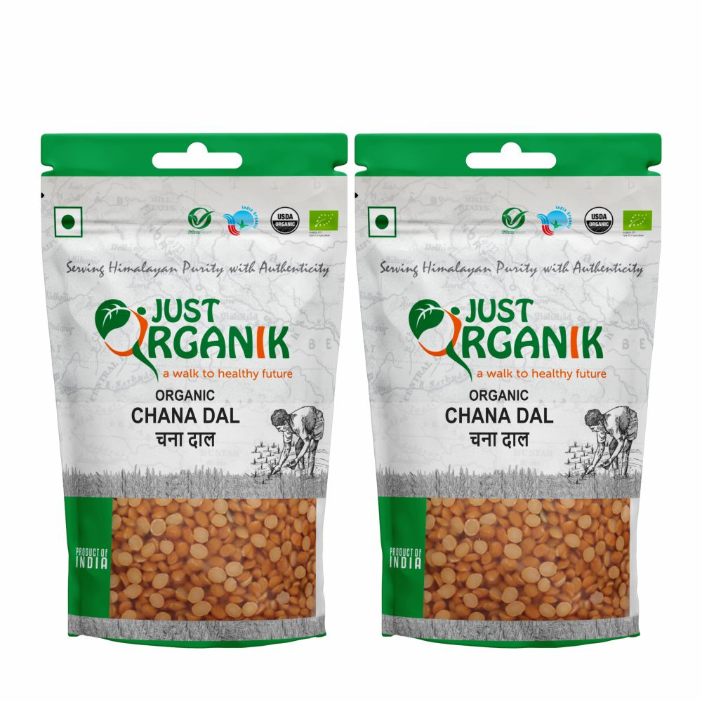 Just Organik Organic Chana Dal 2kg (pack of 2, 2x1 kg)