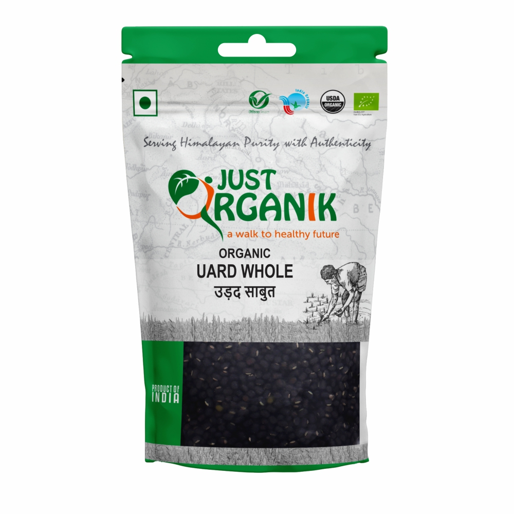 Just Organik Organic Urad Whole (Black Gram) 1 kg