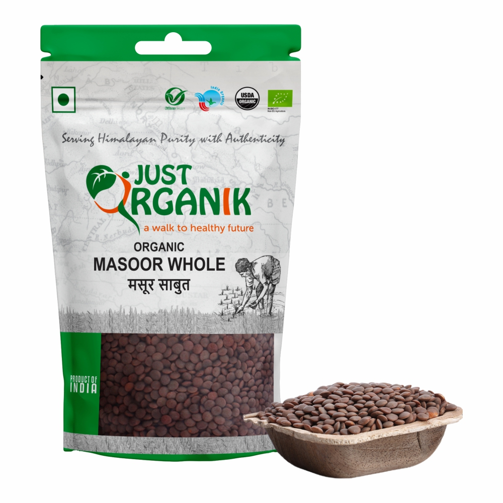 Just Organik Organic Masoor Whole (Brown Lentils) 1kg