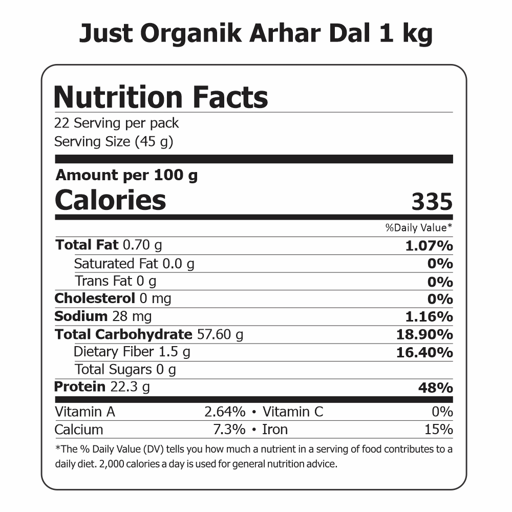 Just Organik Organic Tur/Arhar Dal 1 kg