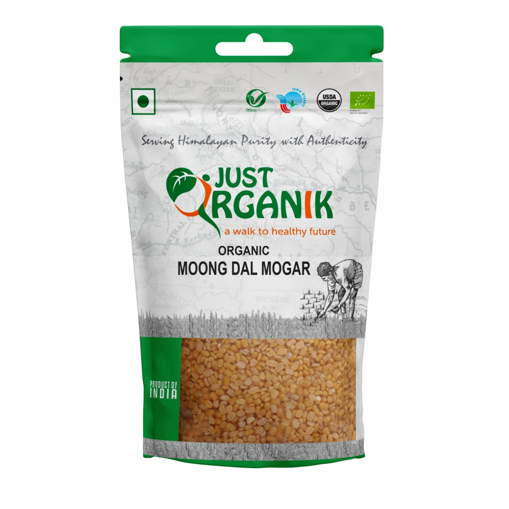 Just Organik Organic Moong Dal Mogar (Green Gram - Split and Skinned) 1kg